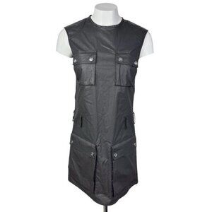 LOVE MOSCHINO Black Front Button Shift Dress Size 4 Made In Italy